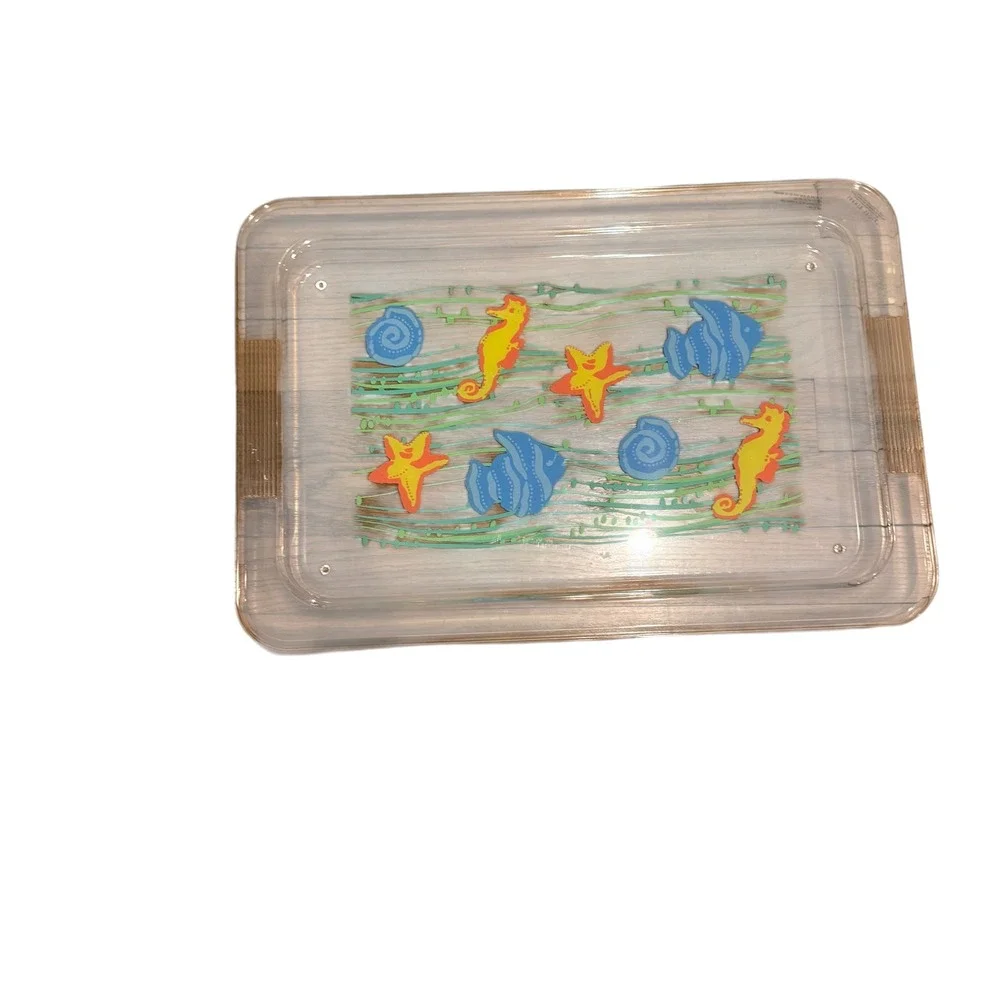 Summer Stock Ocean Life Dinnerware Set Bowl Acrylic Plates Glasses Vintage